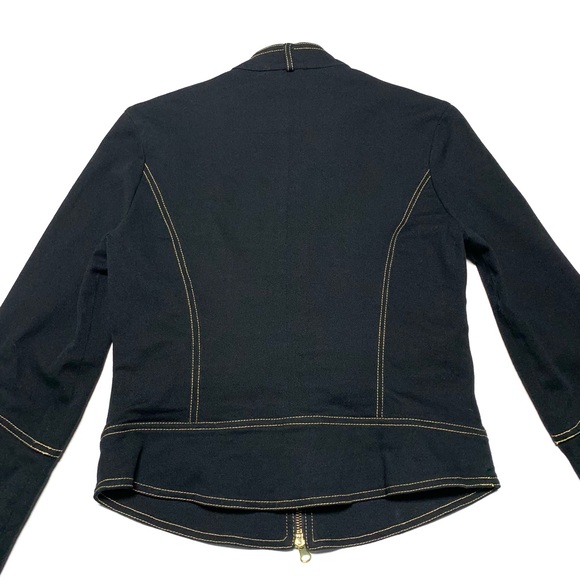 ❗️SOLD❗️Y2K Georgiou Studio Black Denim Tailored Mock Neck Zip Jacket S - Picture 5 of 11